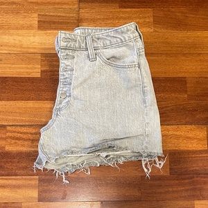 High Waisted Ripped Grey Jean Shorts